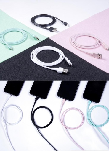 XO NB132 micro USB datový kabel Macaron (Černá) – zesílený konec