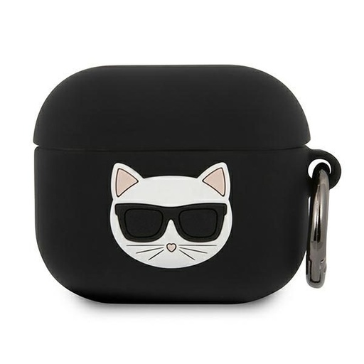Apple AirPods 3 (Černá) Karl Lagerfeld Choupette Head pouzdro - KLACA3SILCHBK