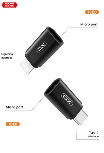 XO NB130 micro USB–Lightning datový kabel adapter (Černá) – nabíjení a přenos dat
