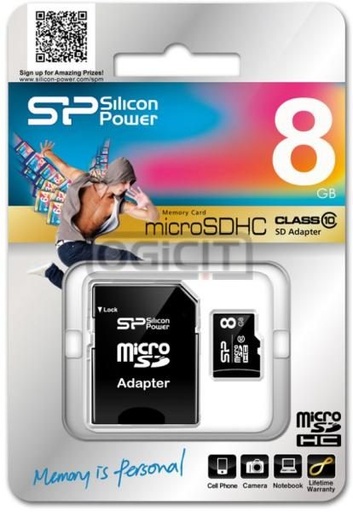 Silicon Power MicroSDHC + adapter 8GB class10 paměťová karta