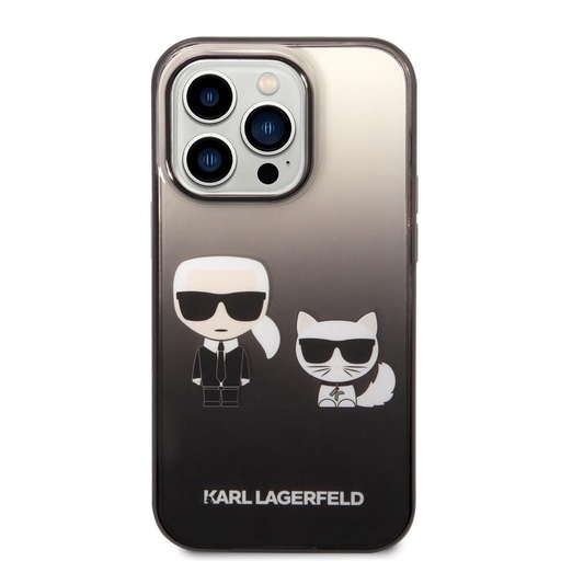 Apple iPhone 14 Pro Karl Lagerfeld Gradient Karl and Choupette pouzdro (Černá) – KLHCP14LTGKCK