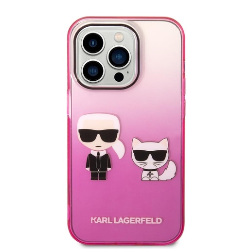 Apple iPhone 14 Pro Karl Lagerfeld Gradient Karl and Choupette pouzdro (Růžová) – KLHCP14LTGKCP