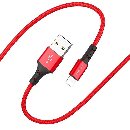 Borofone BX20 lightning kabel, látka, 2A, 1m, červená