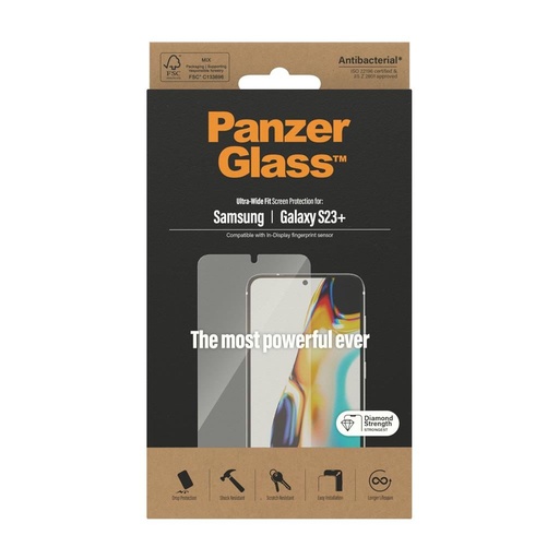 Samsung Galaxy S23 Plus PanzerGlass ultra wide fit prémiový tvrzené sklo průhledný