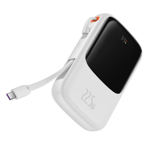 BASEUS QPow powerbank, 10000mAH s kapacitou,22,5W nabíjecí s výkonem, Type-C s kabelem bílá