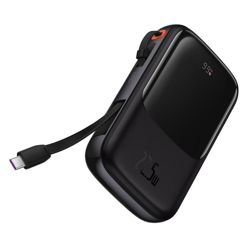 BASEUS QPow powerbank, 10000mAH s kapacitou,22,5W nabíjecí s výkonem, Type-C s kabelem černá