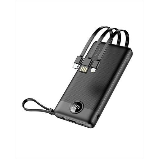 VEGER C10 powerbank, 10000mAH s kapacitou,20W nabíjecí s výkonem, Type-C/MicroUSB/Lightning s kabelem černá